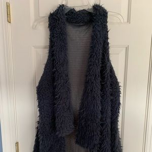 Grey Fuzzy asymmetrical vest